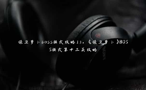 保卫萝卜boss模式攻略13，《保卫萝卜》BOSS模式第十三关攻略