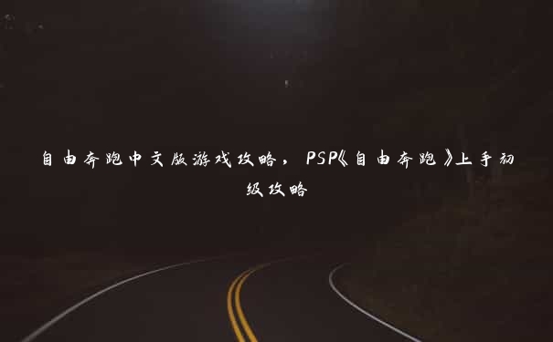 自由奔跑中文版游戏攻略，PSP《自由奔跑》上手初级攻略